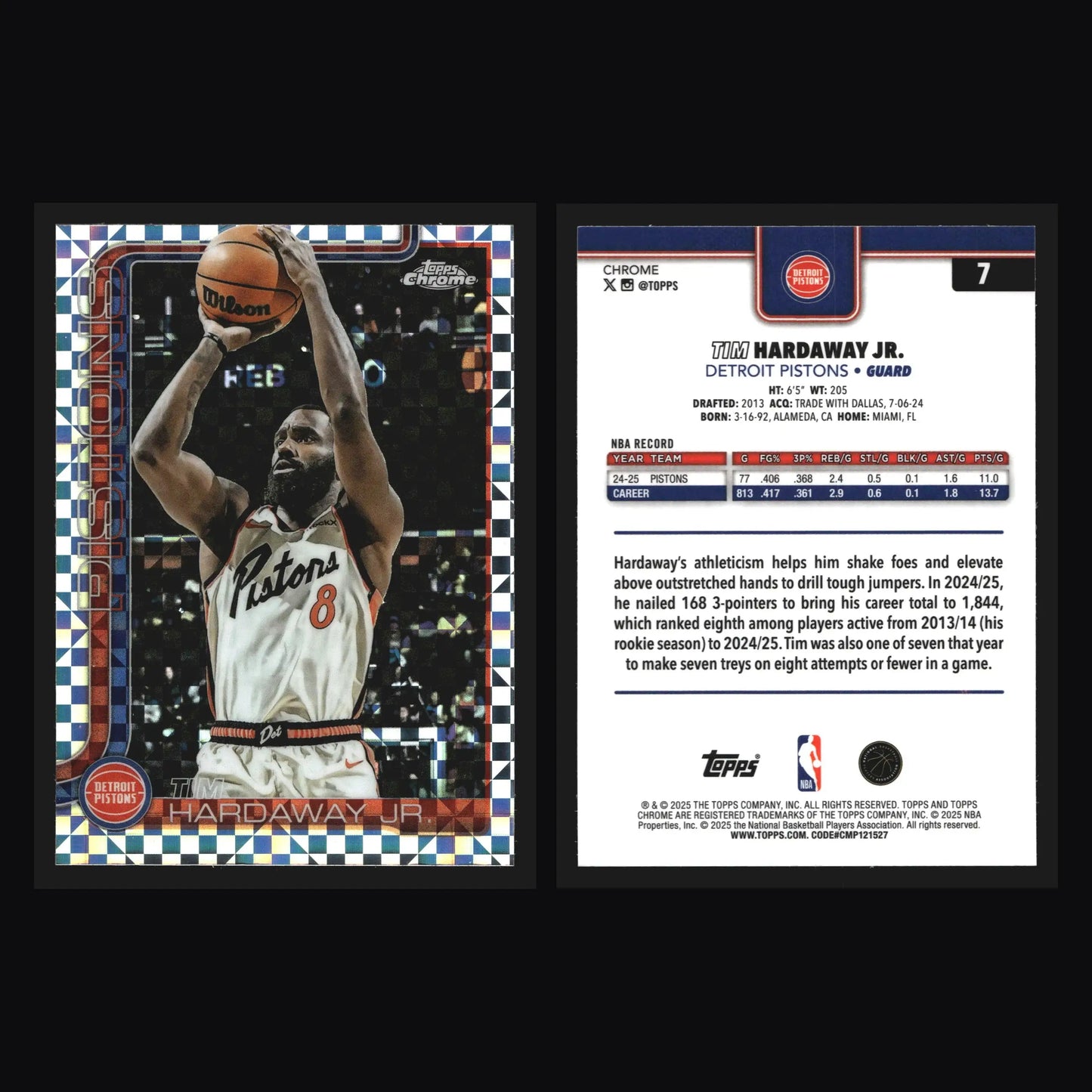 2025-26 Topps Chrome Tim Hardaway Jr #7 X-Fractor Detroit Pistons