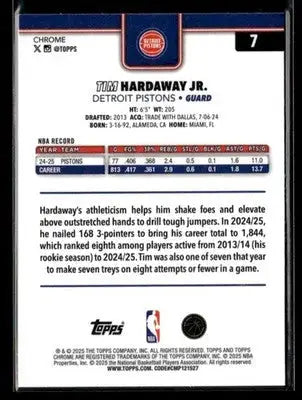 2025-26 Topps Chrome Tim Hardaway Jr. #7 X-Fractors Detroit Pistons - Basketball Card Single