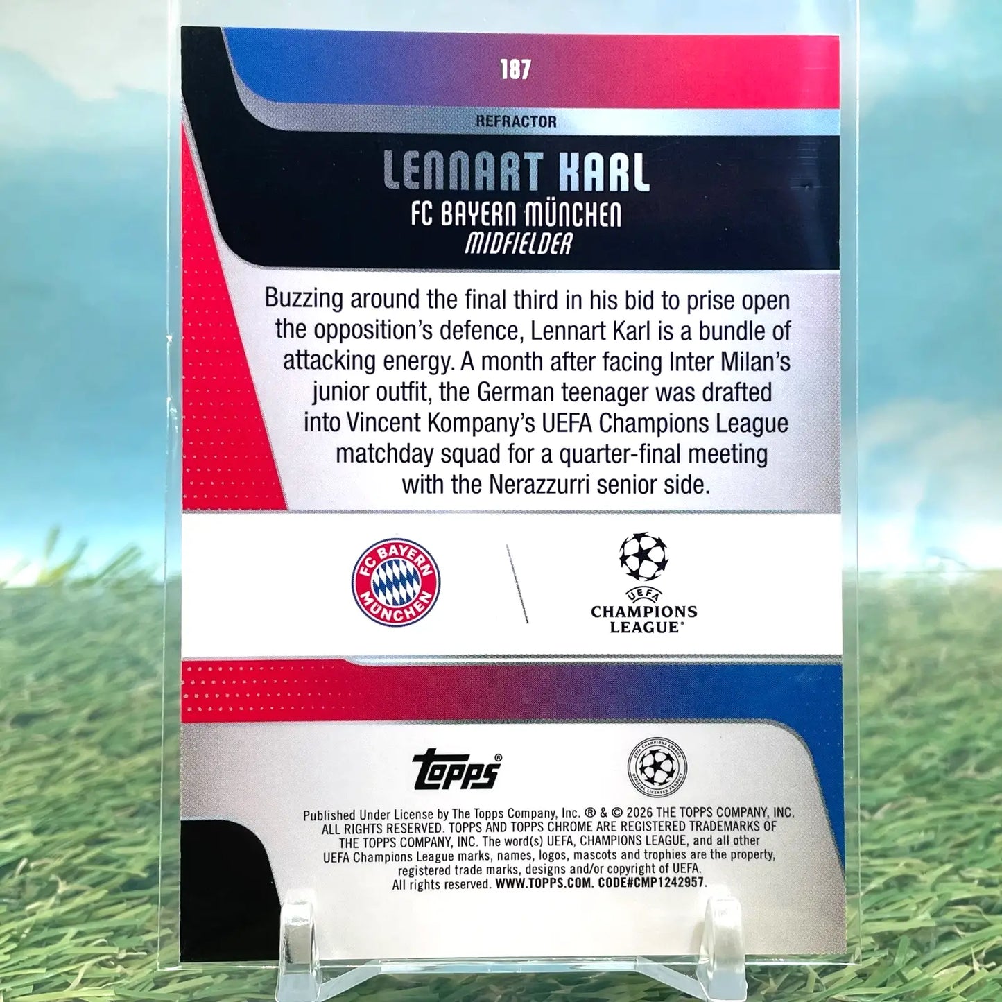 2025-26 Topps Chrome UEFA CC Lennart Karl Refractor Rookie (RC) Bayern