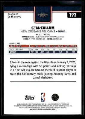 2025-26 Topps CJ McCollum #193 New Orleans Pelicans - Basketball Card Single
