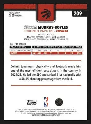 2025-26 Topps Collin Murray-Boyles #209 RC Toronto Raptors Rookie