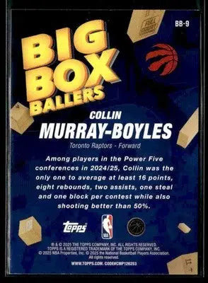 2025-26 Topps Collin Murray-Boyles #BB-9 Big Box Ballers Toronto Raptors
