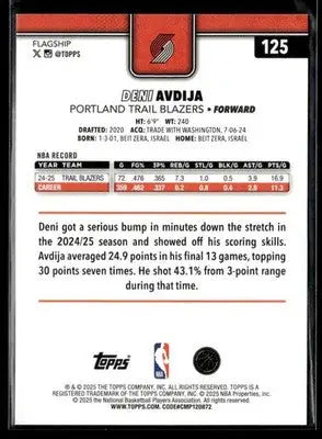 2025-26 Topps Deni Avdija #125 Holo Foil Portland Trail Blazers