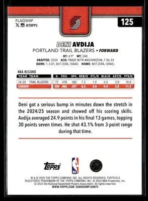 2025-26 Topps Deni Avdija #125 Portland Trail Blazers