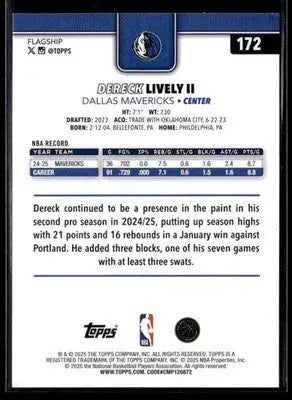 2025-26 Topps Dereck Lively II #172 Dallas Mavericks