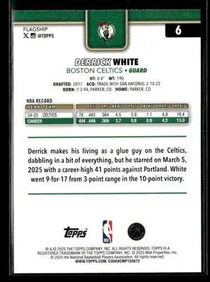 2025-26 Topps Derrick White #6 Base Boston Celtics