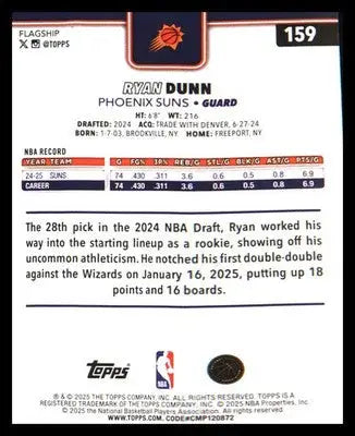 2025-26 Topps Diamante #159 Ryan Dunn