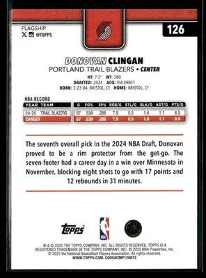 2025-26 Topps Donovan Clingan #126 Portland Trail Blazers