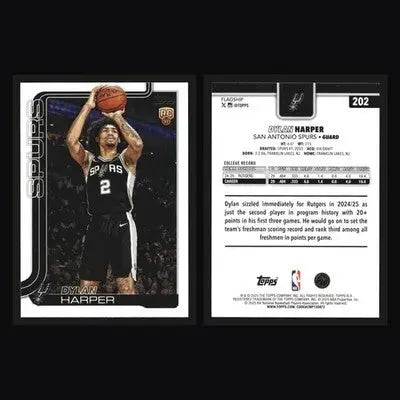 2025-26 Topps Dylan Harper #202 RC Rookie San Antonio Spurs - Basketball Card Single