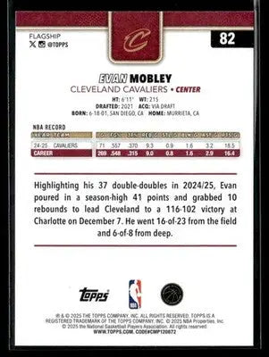 2025-26 Topps Evan Mobley #82 Base Cleveland Cavaliers