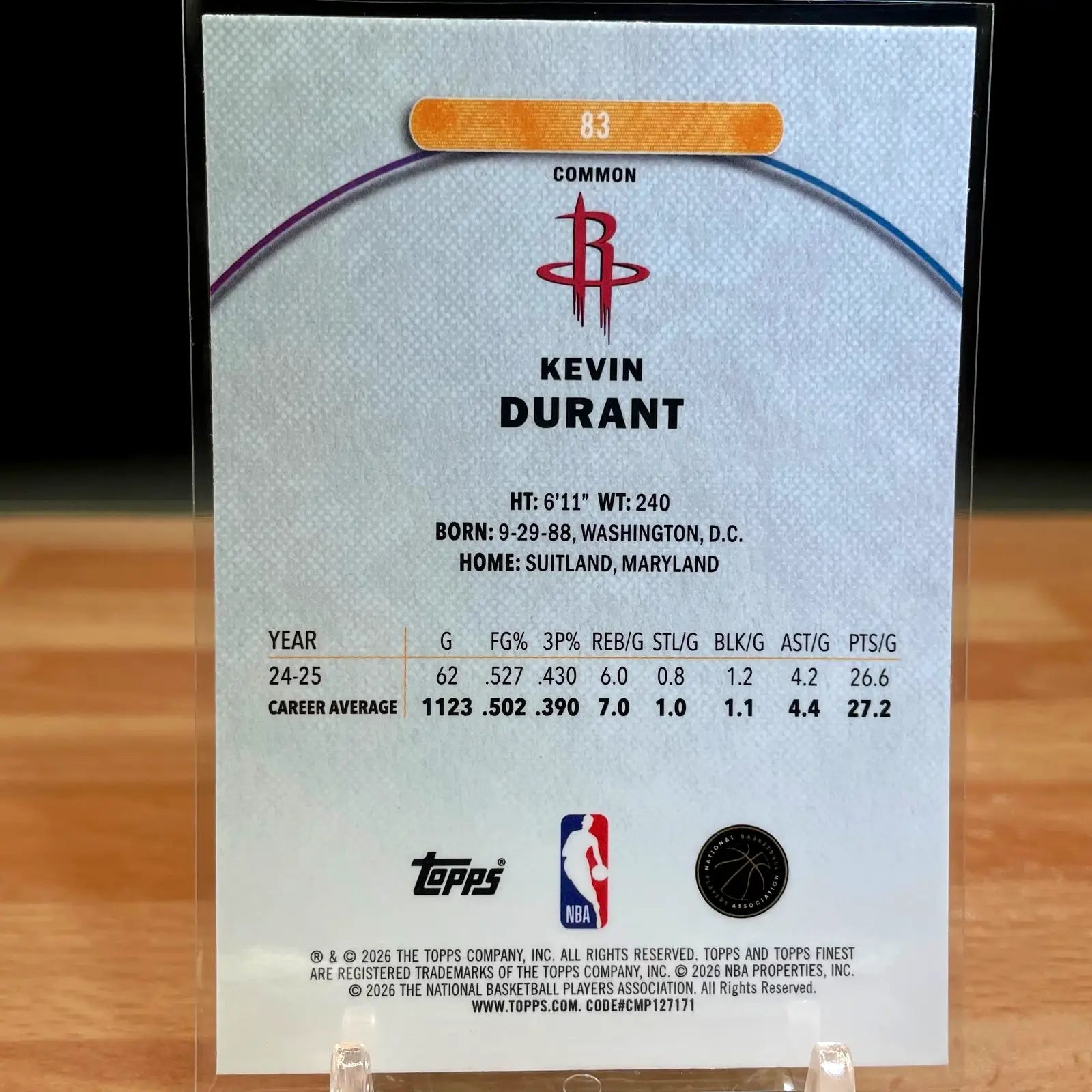 2025-26 Topps Finest Kevin Durant Oil Spill Common #83 Houston Rockets - Basketball Card Single