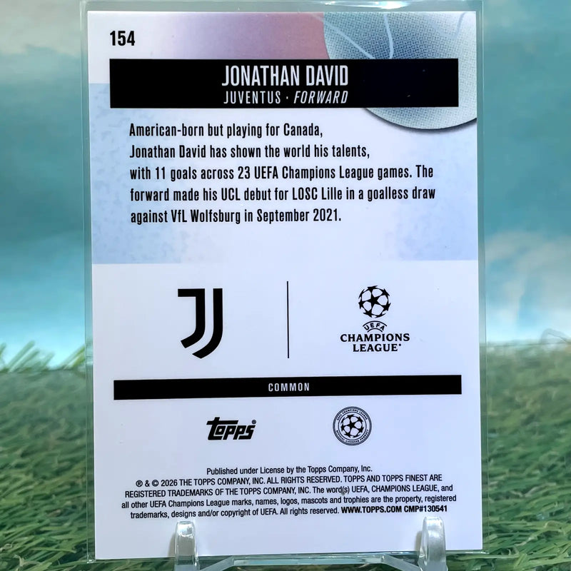 2025-26 Topps Finest UEFA CC Jonathan David Blue X-Fractor /99 #154