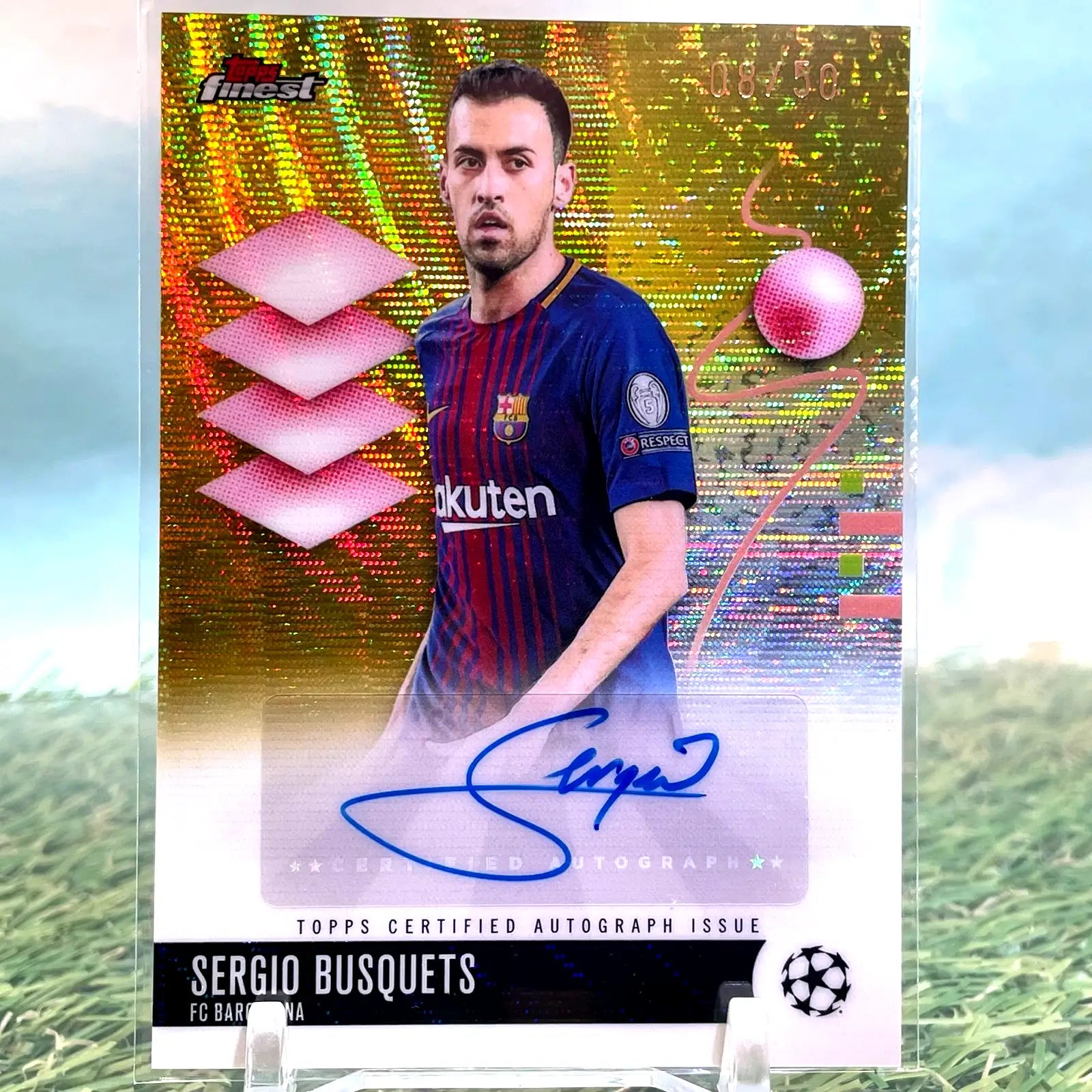 2025-26 Topps Finest UEFA CC Sergio Busquets Gold Wave Auto #08/50 Barcelona