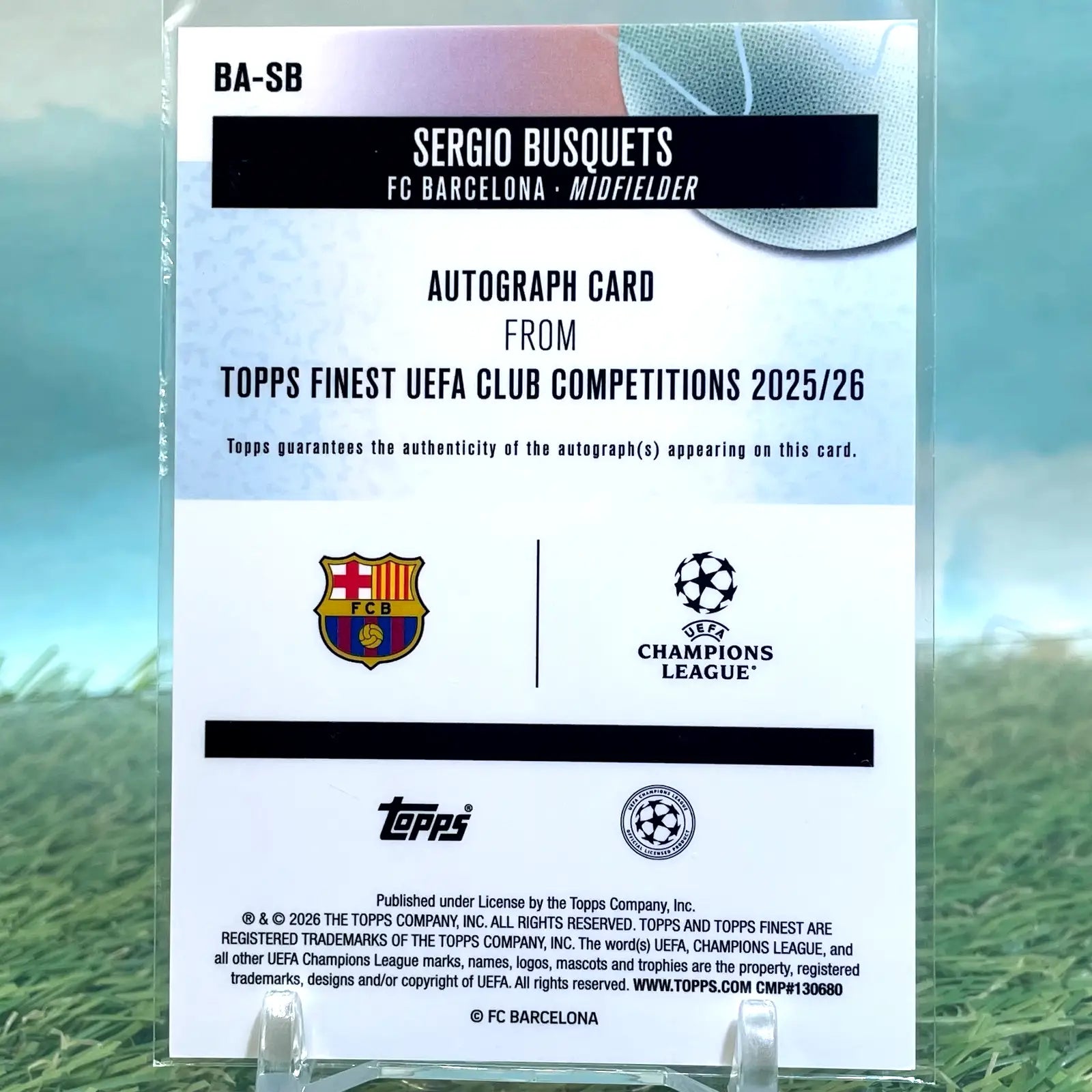 2025-26 Topps Finest UEFA CC Sergio Busquets Gold Wave Auto #08/50 Barcelona