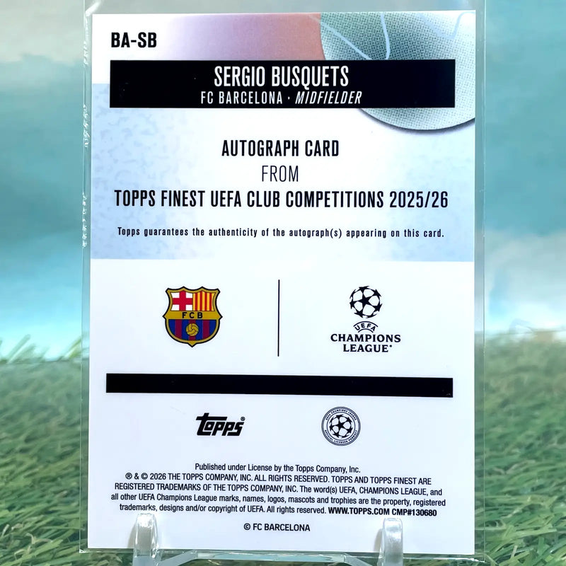 2025-26 Topps Finest UEFA CC Sergio Busquets Gold Wave Auto #08/50 Barcelona