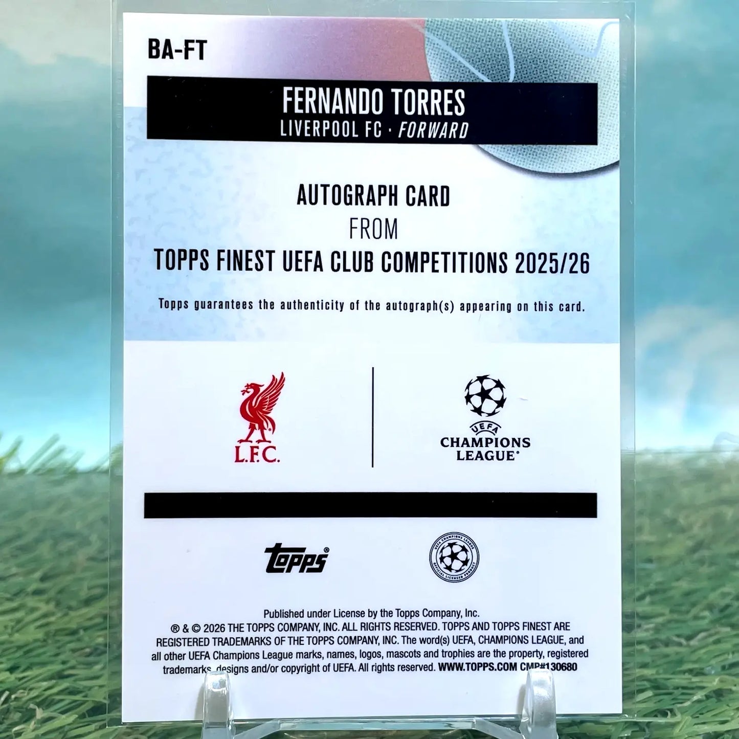 2025-26 Topps Finest UEFA Fernando Torres Auto Green Wave /99 Liverpool FC