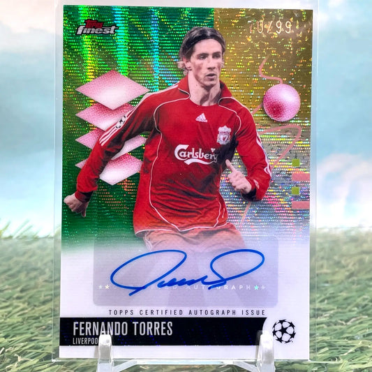 2025-26 Topps Finest UEFA Fernando Torres Auto Green Wave /99 Liverpool FC