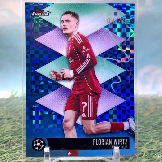 2025-26 Topps Finest UEFA Florian Wirtz Rare Blue X-Fractor #02/49 Liverpool - Soccer Card Single