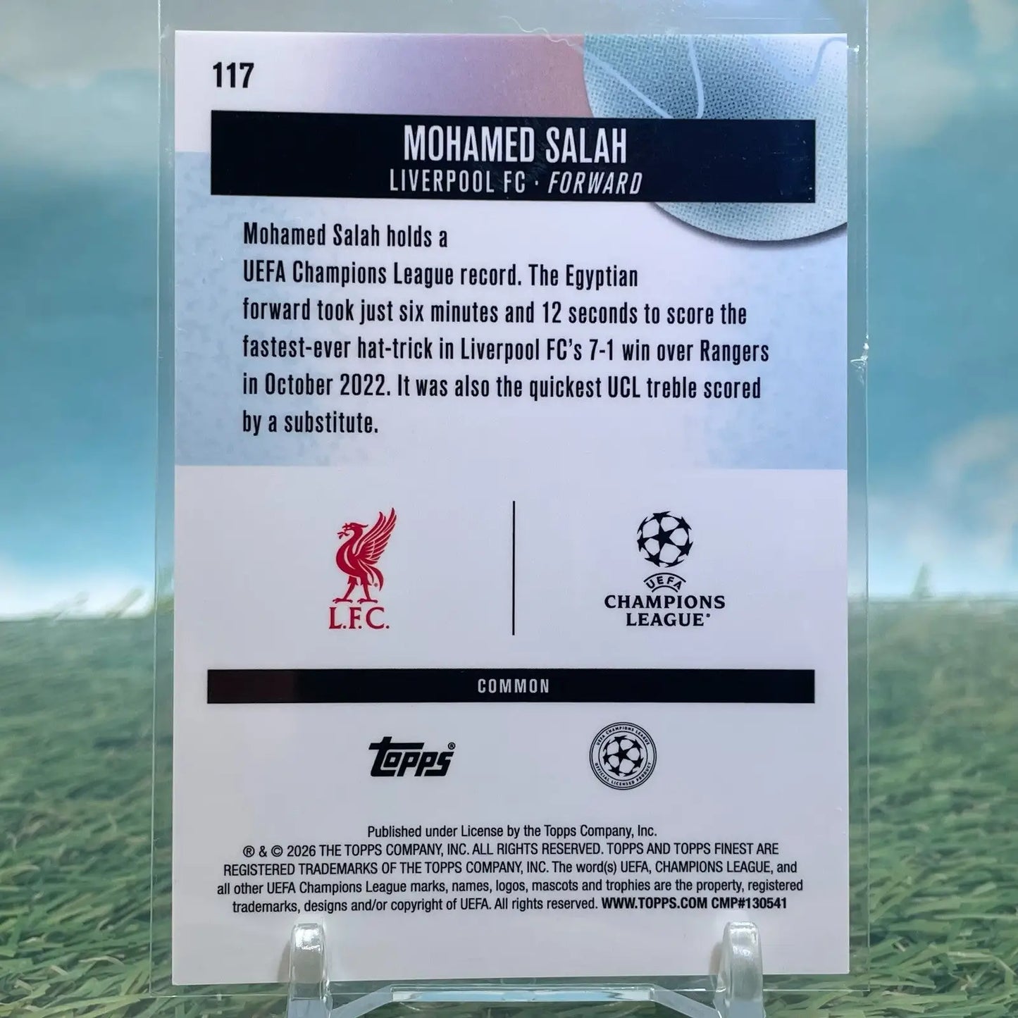 2025-26 Topps Finest UEFA Mohamed Salah Blue Checkerboard /99 Common Liverpool