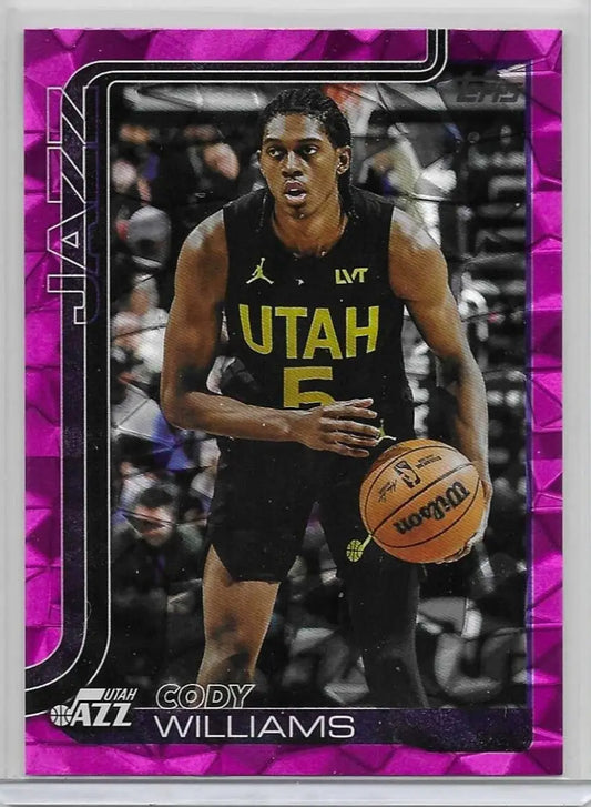 2025-26 Topps Flagship #130 Cody Williams Pink Diamante Foil Utah Jazz (H-43) - Basketball Card Single