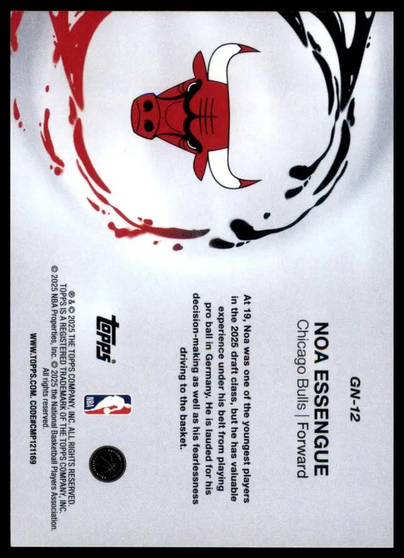 2025-26 Topps Generation Now Noa Essengue Rookie #GN-12 Chicago Bulls Basketball