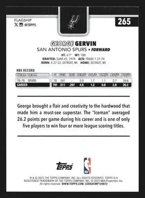 2025-26 Topps George Gervin #265 San Antonio Spurs HOF - Basketball Card Single