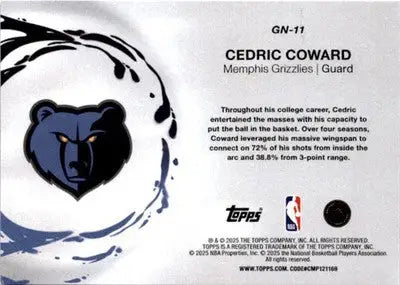2025-26 Topps #GN-11 Cedric Coward Generation