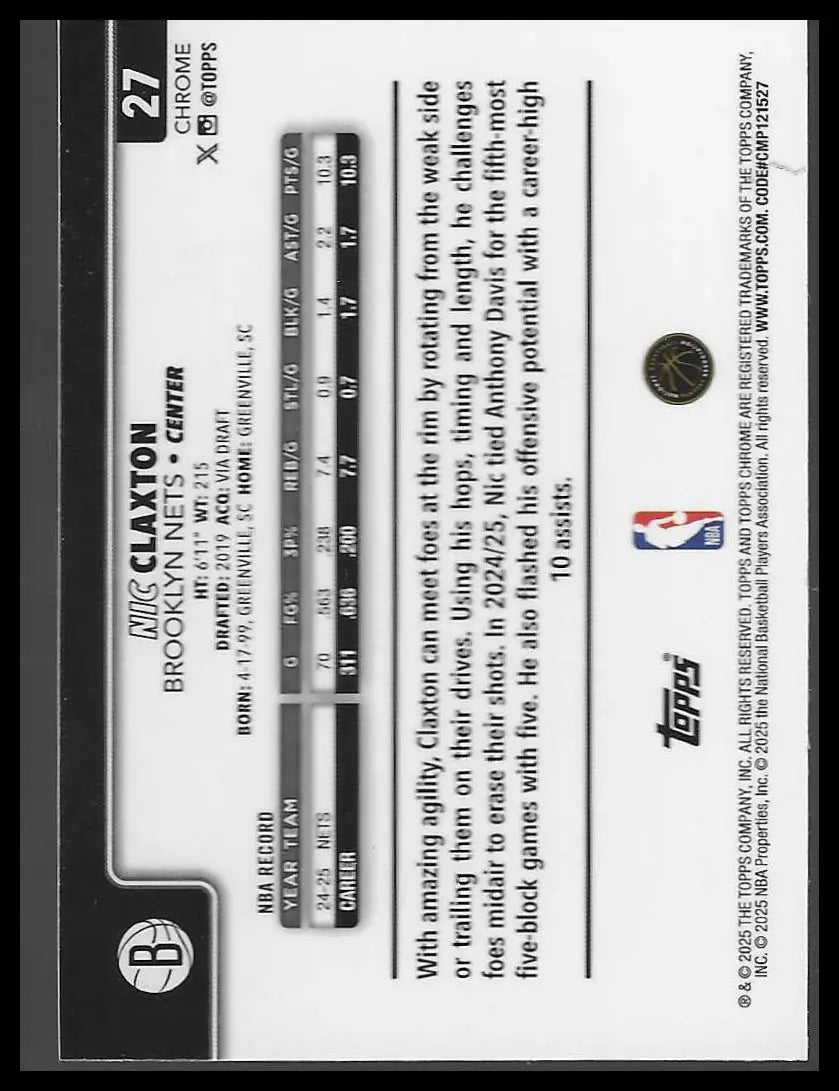 2025-26 Topps #GN-24 Nique Clifford Generation Now - Basketball Card Single