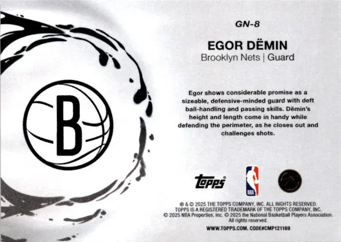 2025-26 Topps #GN-8 Egor Dëmin Generation Now - Basketball Card Single