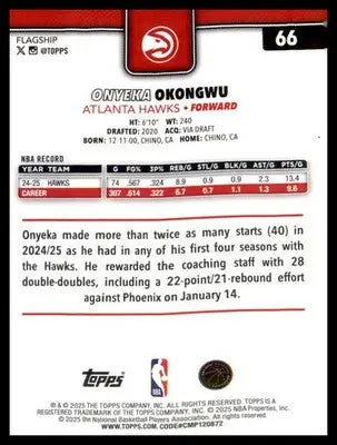 2025-26 Topps Gold Holo Foil #66 Onyeka Okongwu SN #/50 - Basketball Card Single