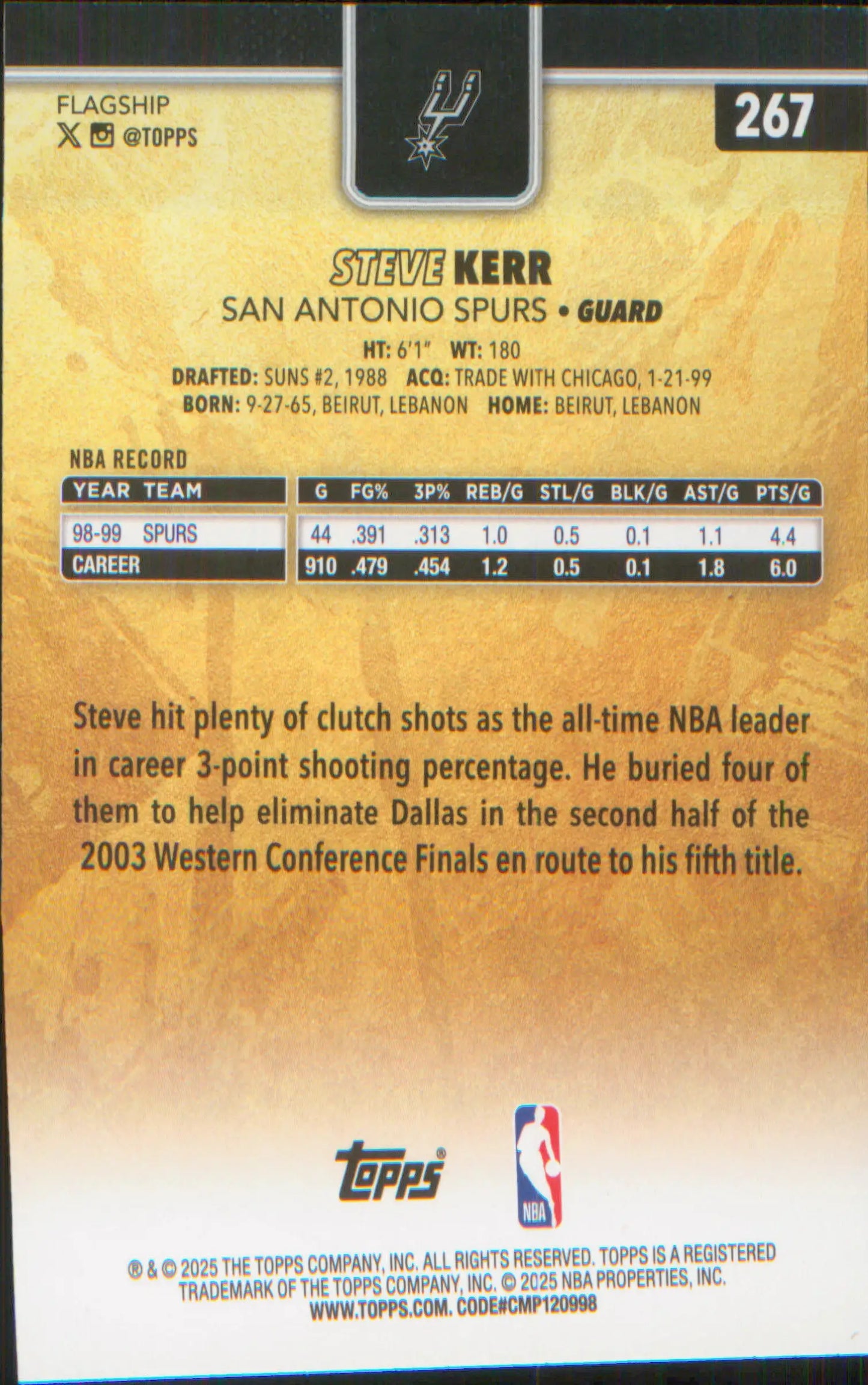 2025-26 Topps Golden Mirror Image Variation #267 Steve Kerr
