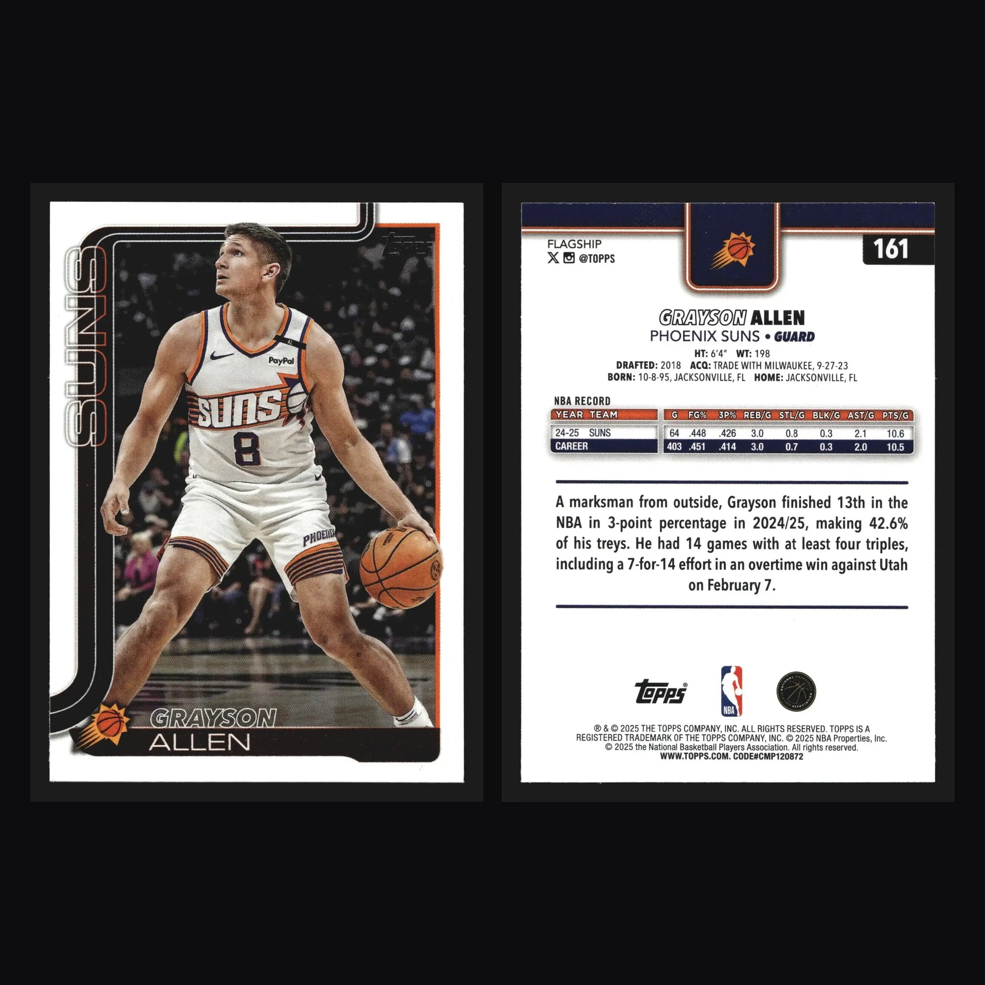 2025-26 Topps Grayson Allen #161 Phoenix Suns - Basketball Card Single