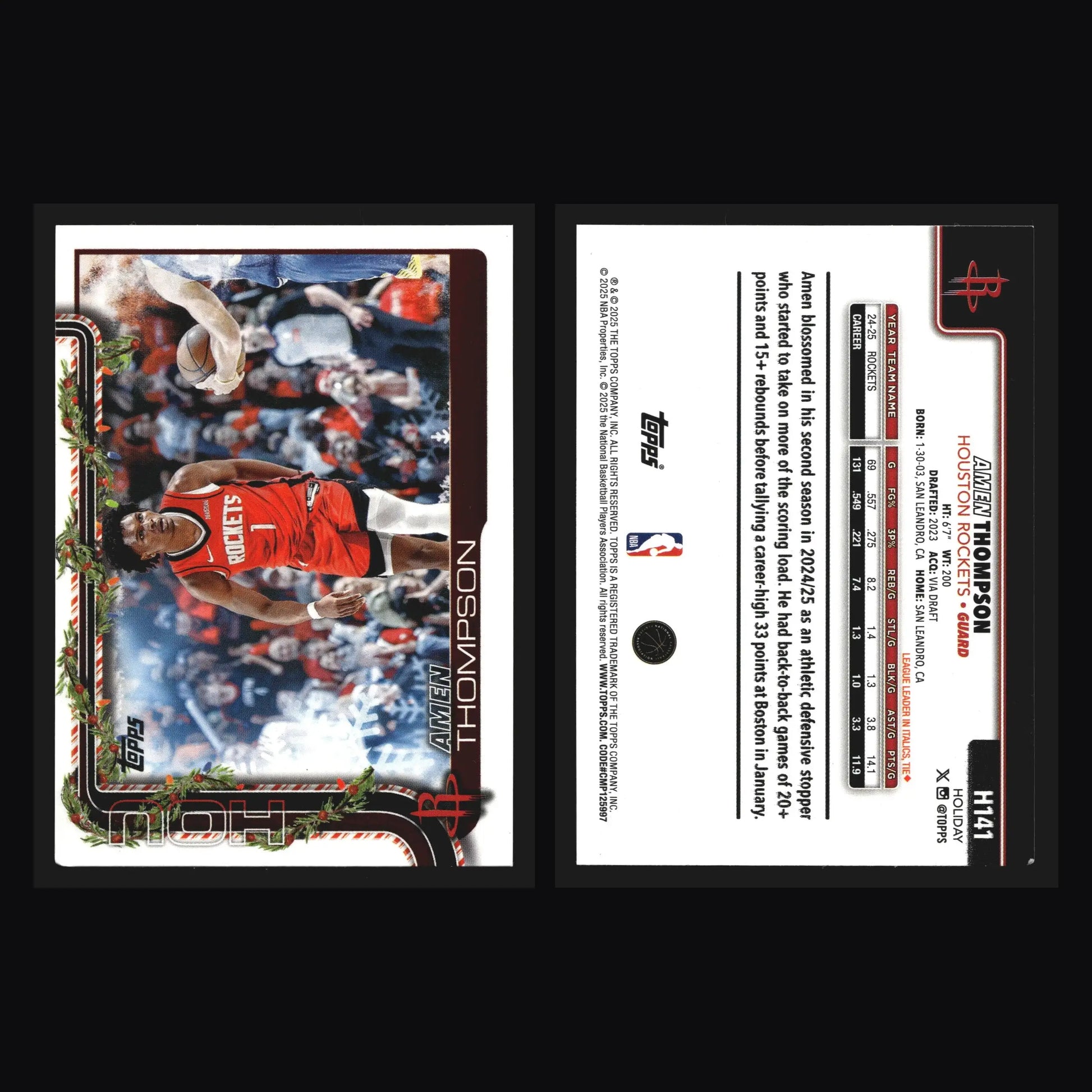 2025-26 Topps Holiday Amen Thompson #H141 Houston Rockets - Basketball Card Single