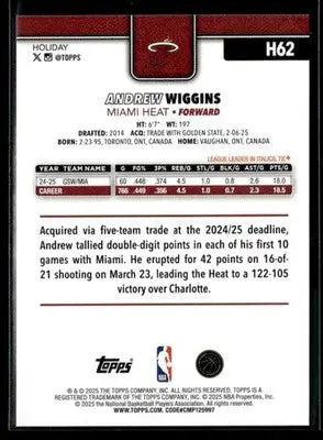 2025-26 Topps Holiday Andrew Wiggins #H62 Base Miami Heat