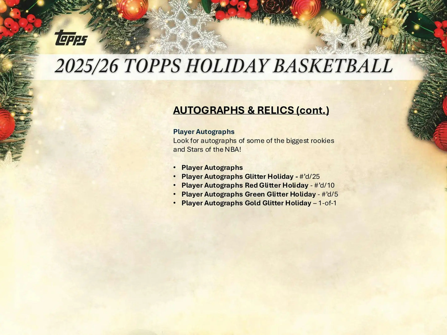 2025-26 Topps Holiday Basketball Mega Box | Columbia Sports Cards - Sports Card Hobby Boxes