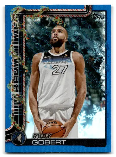 2025-26 Topps Holiday Blue Metallic Glitter Holiday #H87 Rudy Gobert NM ID:80872 - Basketball Card Single