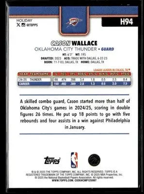2025-26 Topps Holiday Cason Wallace #H94 Oklahoma City Thunder - Basketball Card Single
