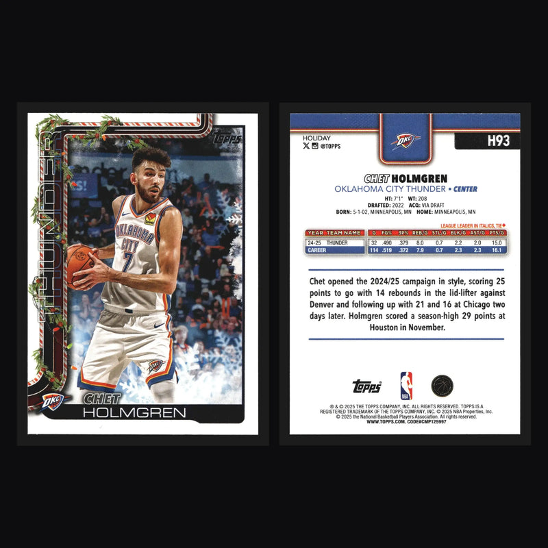 2025-26 Topps Holiday Chet Holmgren #H93 Thunder - Basketball Card Single