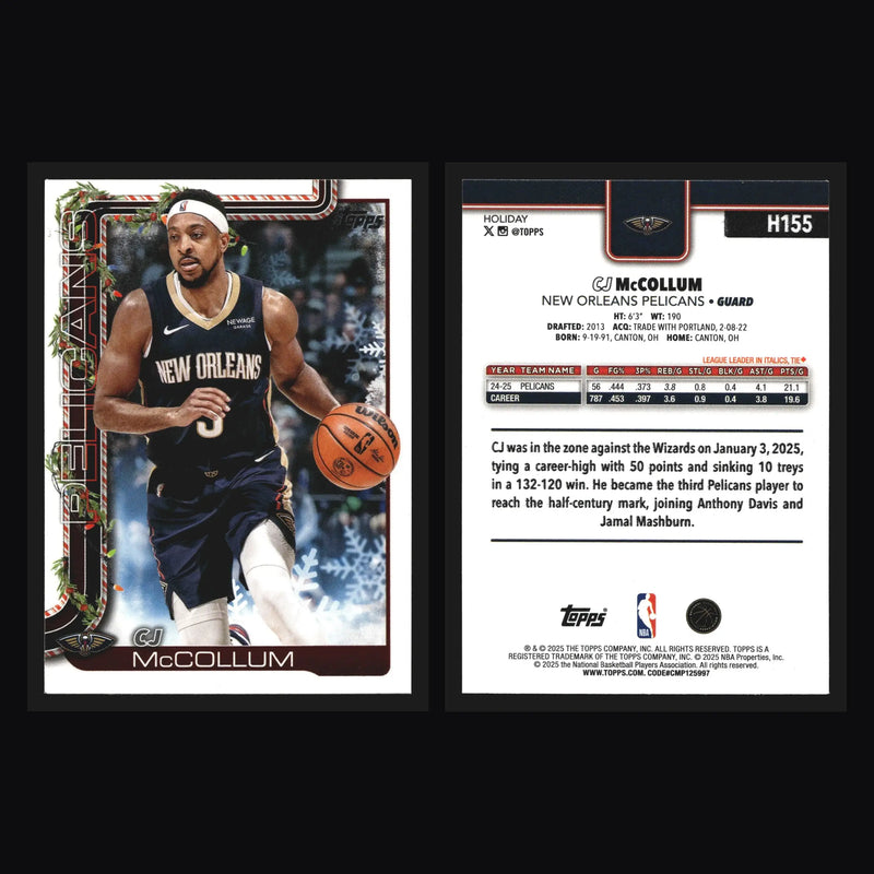 2025-26 Topps Holiday CJ McCollum #H155 New Orleans Pelicans