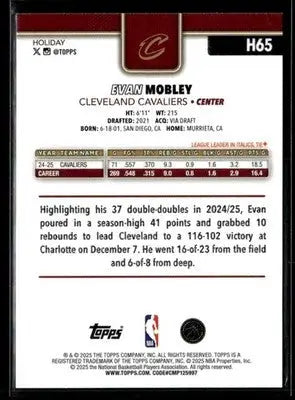 2025-26 Topps Holiday Evan Mobley #H65 Base Cleveland Cavaliers - Basketball Card Single
