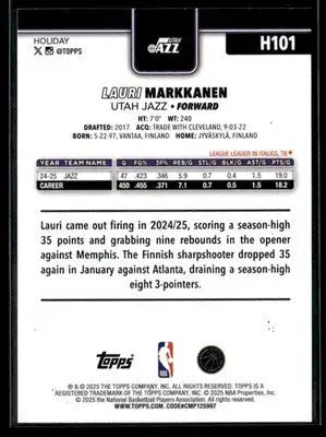 2025-26 Topps Holiday #H101 Lauri Markkanen - Basketball Card Single