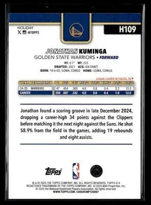 2025-26 Topps Holiday #H109 Jonathan Kuminga - Basketball Card Single