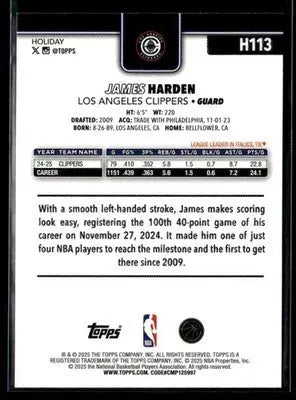 2025-26 Topps Holiday #H113 James Harden Base Los Angeles Clippers - Basketball Card Single