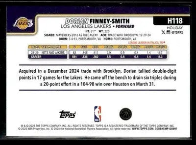 2025-26 Topps Holiday #H118 Dorian Finney-Smith - Basketball Card Single