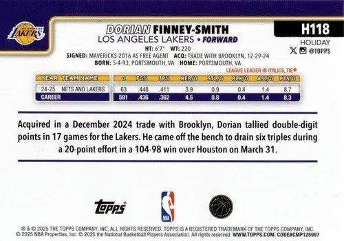 2025-26 Topps Holiday #H118 Dorian Finney-Smith NM-MT Lakers ID:80967 - Basketball Card Single
