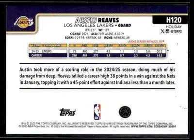 2025-26 Topps Holiday #H120 Austin Reaves - Basketball Card Single