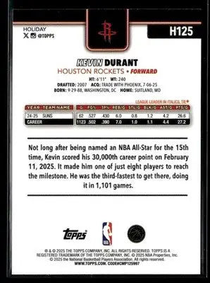 2025-26 Topps Holiday #H125 Kevin Durant - Basketball Card Single