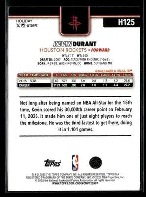 2025-26 Topps Holiday #H125 Kevin Durant - Basketball Card Single