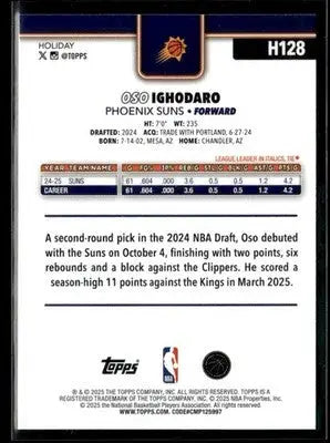 2025-26 Topps Holiday #H128 Oso Ighodaro Light Blue and White Glitter Holiday - Basketball Card Single