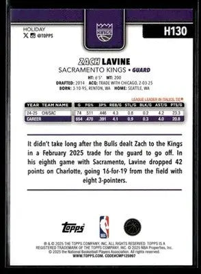 2025-26 Topps Holiday #H130 Zach LaVine - Basketball Card Single